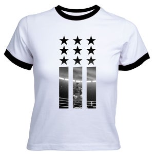 Creed Poster Stars Women's Cropped Ringer T-Shirt - White Black
