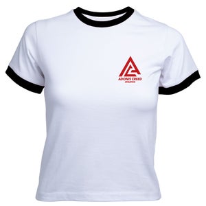 Creed Adonis Creed Athletics Logo Women's Cropped Ringer T-Shirt - White Black