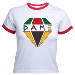Creed DAME Diamond Logo Women's Cropped Ringer T-Shirt - White Red