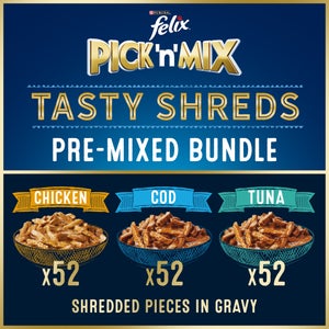 Felix Pre-Mixed Bundle Adult Wet Cat Food Tasty Shreds 156x80g