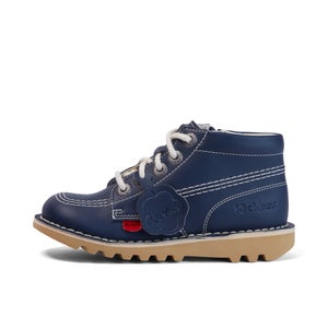 Junior Unisex Kick Hi Zip Vegan Leather Alternative Navy