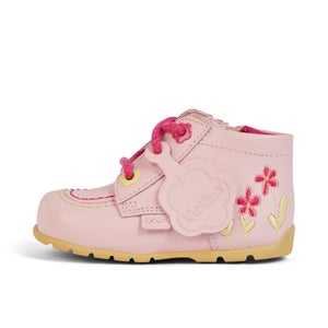 Babies Kick Hi Baby Flower Boots Leather Pink