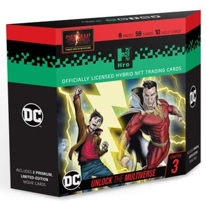 DC Unlock The Multiverse Shazam 8-Pack Starter Pack – Hro Hybrid NFT Trading Cards, 56 Cards Starter Pack