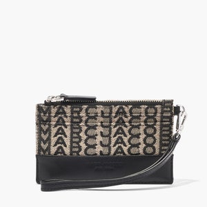 Marc Jacobs The Top Zip Leather and Logo-Jacquard Wristlet Wallet