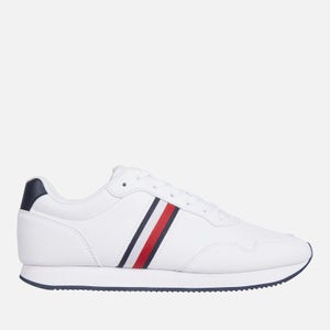 Tommy Hilfiger Men's Leather Running Style Trainers - White/RWB