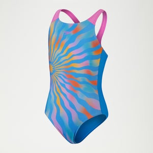 Bedruckter Pulseback-Badeanzug für Mädchen Blau/Mango
