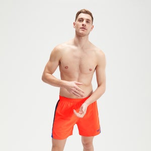 Bañador tipo bermuda HyperBoom de 40 cm con estampado de contraste para hombre, naranja/azul marino