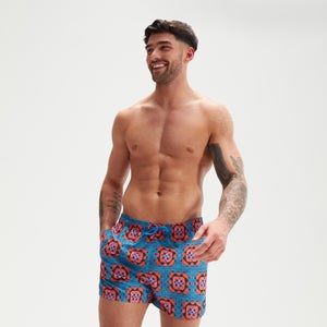 Men's Digital Printed Leisure 14" Swim Shorts Blue/Orange