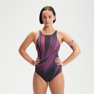Women's Shaping Enlace Printed Swimsuit Black/Berry