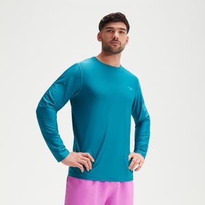 Bedrucktes langärmeliges Schwimm-Shirt für Herren Türkis