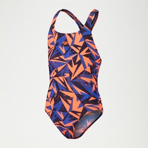 HyperBoom All-Over Medalist-Badeanzug für Mädchen Marineblau/Orange