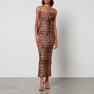 Good American Leopard-Print Stretch-Satin Maxi Dress