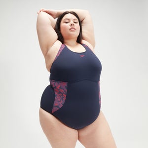 Women's Shaping Plus Size Printed OrchidLustre Swimsuit Navy/Berry