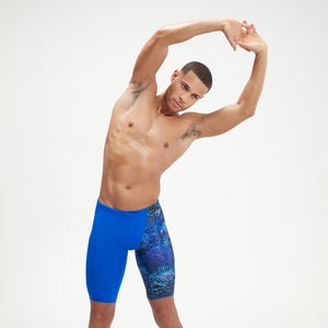 All-Over-Schwimmhose mit V-Schnitt für Herren Blau/Schwarz