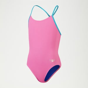 Fester Lane Line-Rückenausschnitt-Badeanzug für Mädchen Pink