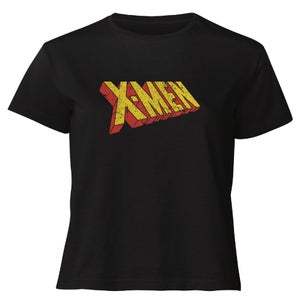 X-Men Retro Logo Women's Cropped T-Shirt - Black