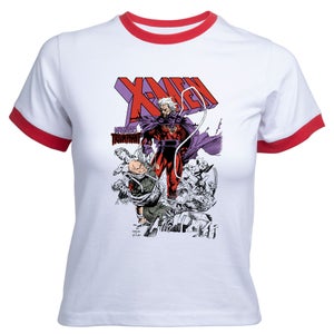 X-Men Magneto Triumphant Women's Cropped Ringer T-Shirt - White Red