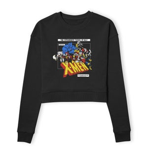 X-Men Retro Team Up Women's Cropped Sweatshirt - Black