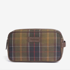 Barbour Tartan Leather Wash Bag