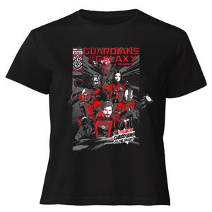 Guardians of the Galaxy The Freakin' Comic Book Cover Women's Cropped T-Shirt - Black