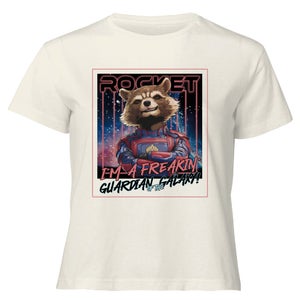 Guardians of the Galaxy Glowing Rocket Raccoon Women's Cropped T-Shirt - Cream