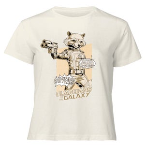 Guardians of the Galaxy Rocket Raccoon Oh Yeah! Women's Cropped T-Shirt - Cream