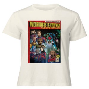 Guardians of the Galaxy Weirdness Is Everywhere Comic Book Cover Women's Cropped T-Shirt - Cream