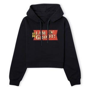Guardians of the Galaxy I Am Groot! Women's Cropped Hoodie - Black
