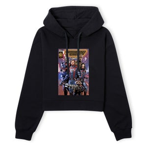 Guardians of the Galaxy Photo Comic Cover Women's Cropped Hoodie - Black
