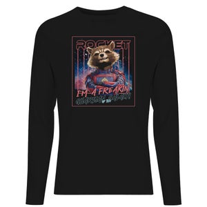 Guardians of the Galaxy Glowing Rocket Raccoon Men's Long Sleeve T-Shirt - Black