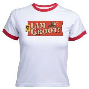 Guardians of the Galaxy I Am Groot! Women's Cropped Ringer T-Shirt - White Red