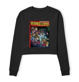 Guardians of the Galaxy Weirdness Is Everywhere Comic Book Cover Women's Cropped Sweatshirt - Black