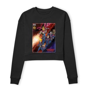 Guardians of the Galaxy Adam Warlock Comic Women's Cropped Sweatshirt - Black