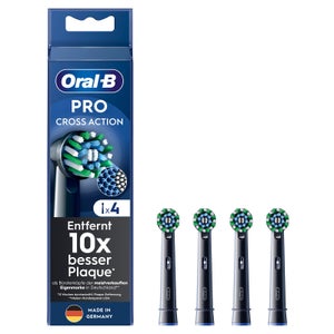 Oral-B Pro CrossAction Aufsteckbürsten für elektrische Zahnbürste, X-förmige Borsten, 4 Stück, schwarz