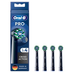 Oral-B Pro CrossAction Aufsteckbürsten für elektrische Zahnbürste, X-förmige Borsten, 4 Stück, schwarz