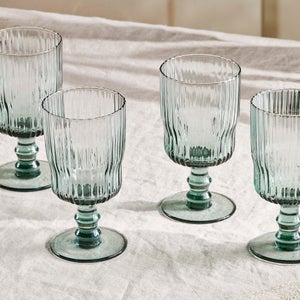 Nkuku Fali Wine Glass - Blue - Set of 4