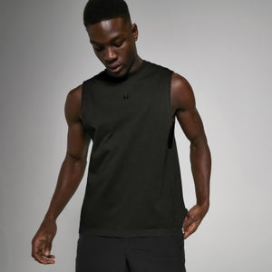 Camiseta sin mangas con sisas caídas de efecto lavado Tempo para hombre - Negro lavado