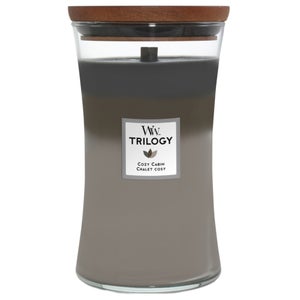 WoodWick Trilogy Candles Cozy Cabin Large Hourglass Candle 609.5g / 21.5 oz.