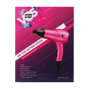 VO5 Hairdryers On The Go Pink Mini Hairdryer