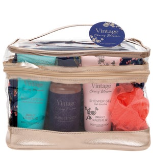 Vintage Christmas 2022 Cherry Blossom Vanity Case and Makeup Bag Set