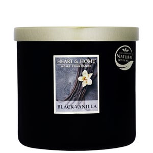 Heart & Home Elipse Candles Twin Wick Black Vanilla 220g