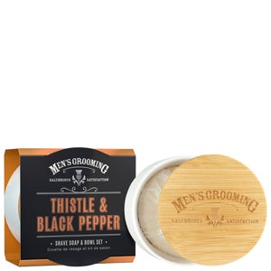 Scottish Fine Soaps Men's Grooming Thistle & Black Pepper Shave Soap & Bowl Set 100g