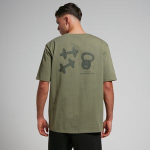 Мужская оверсайз футболка MP Tempo с графическим рисунком — оливковый цвет
