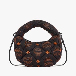 MCM Aren Hobo Logo-Print Quilted Shell Mini Bag