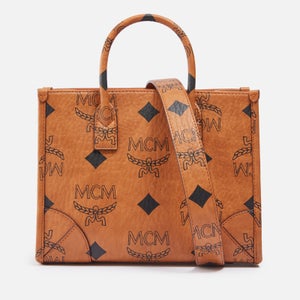 MCM Small Munchen Coated-Canvas Tote Bag