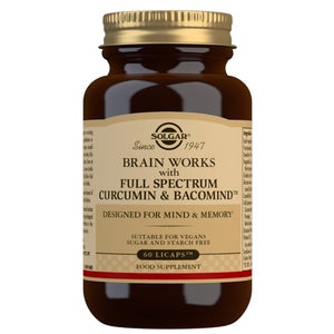 Solgar Botanical & Herb Brain Works with Full Spectrum Curcumin & BacoMind Capsules x 60