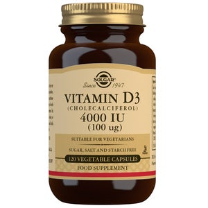 Solgar Vitamins Vitamin D3 (Cholecalciferol) 4000 IU (100µg) Vegetable Capsules x 120