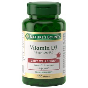 Nature's Bounty Vitamins Vitamin D3 25 µg (1000 IU) Tablets x 100