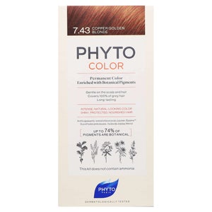 PHYTO PHYTOCOLOR: Permanent Hair Dye Shade: 7.43 Copper Golden Blonde