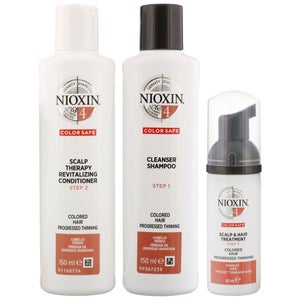 NIOXIN 3D Care System System 4, 3 Part System Kit For Colored Hair With Progressed Thinning